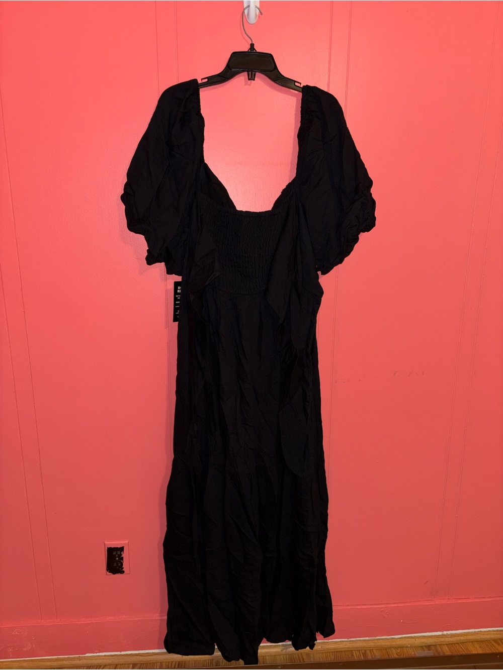 Eloquii Black Puff-Sleeve Maxi Dress